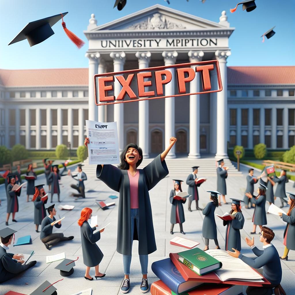 University exemption concept image.