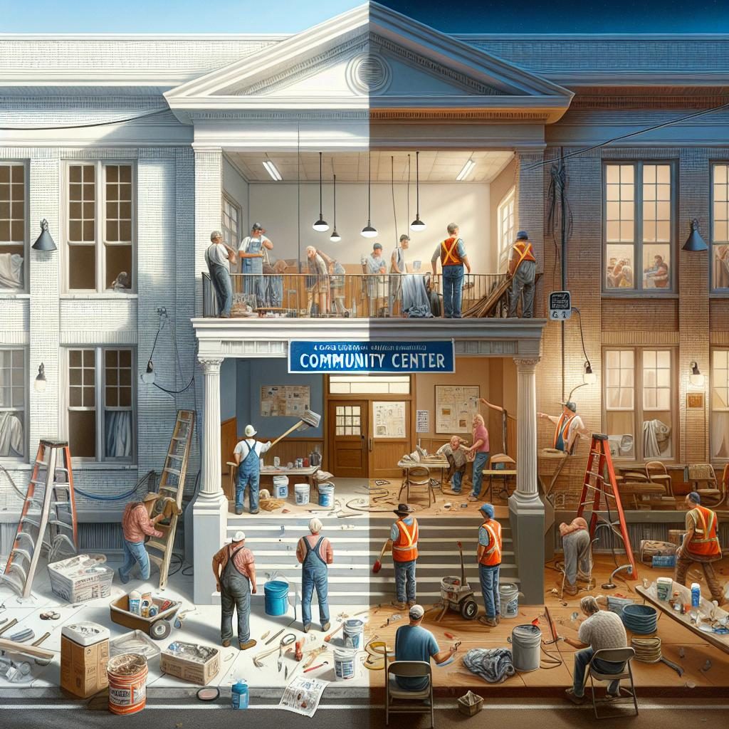 Community center renovation illustration.