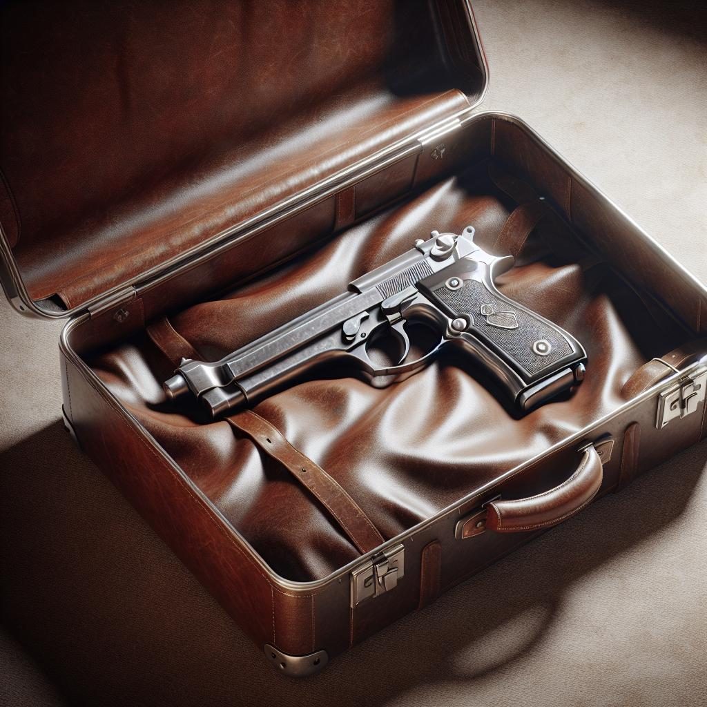 Gun found in suitcase.