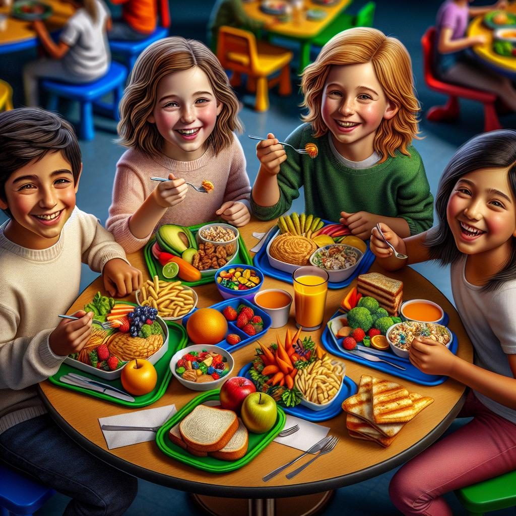 Children enjoying school meals.