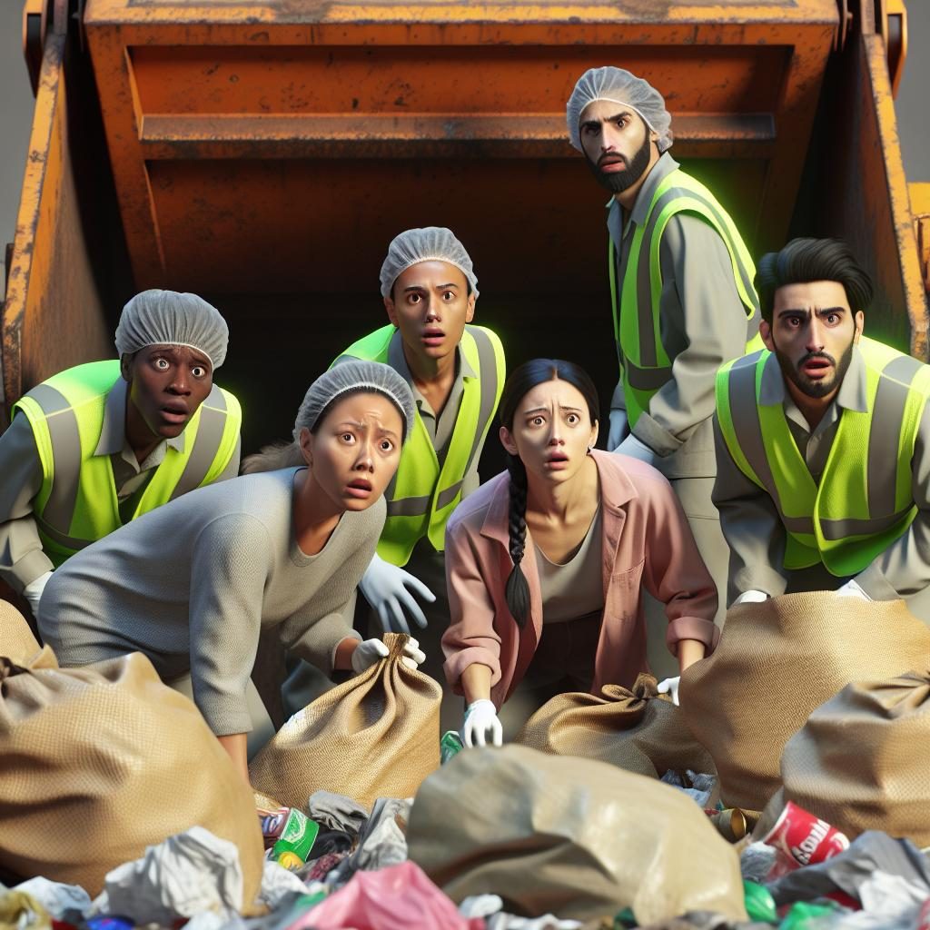 Sanitation workers with stolen bags.