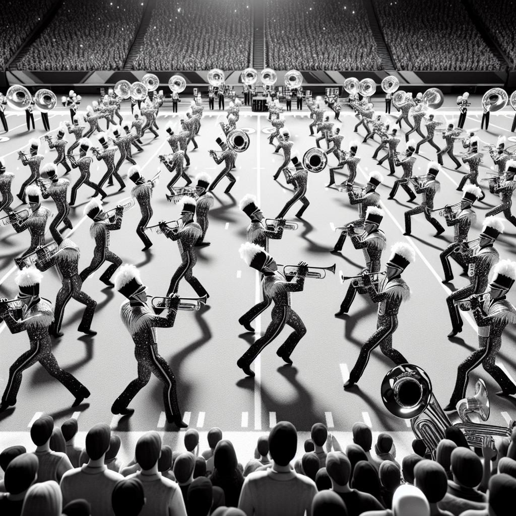 Marching band halftime performance.