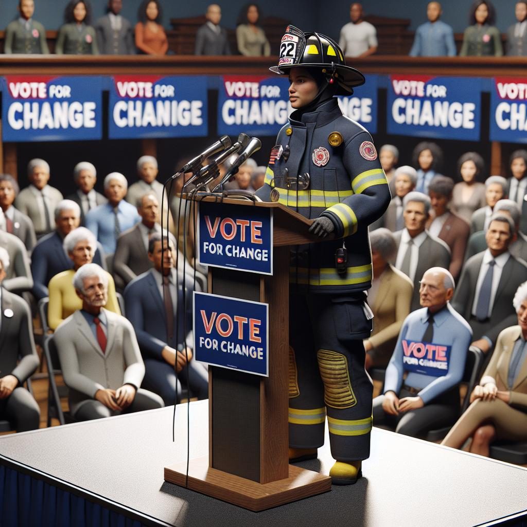 Firefighter in mayoral campaign.