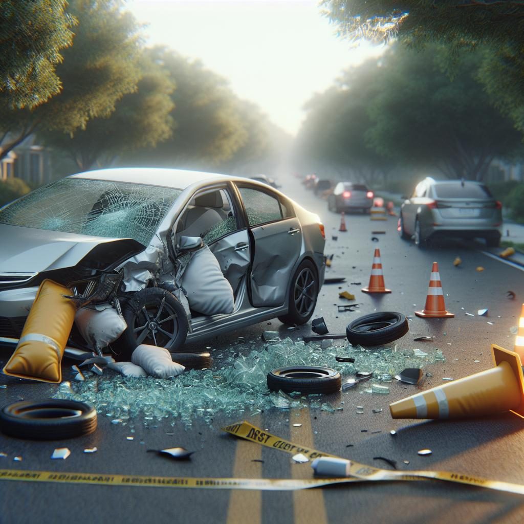 Car crash aftermath scene