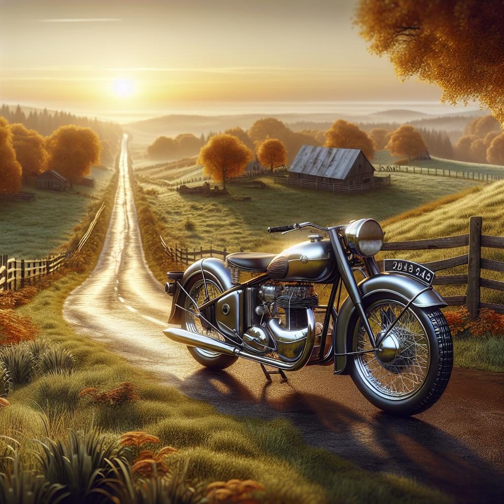 Motorcycle on rural road