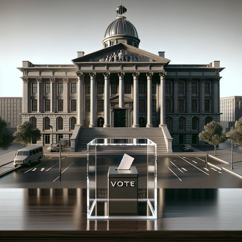 Courthouse with ballot box.