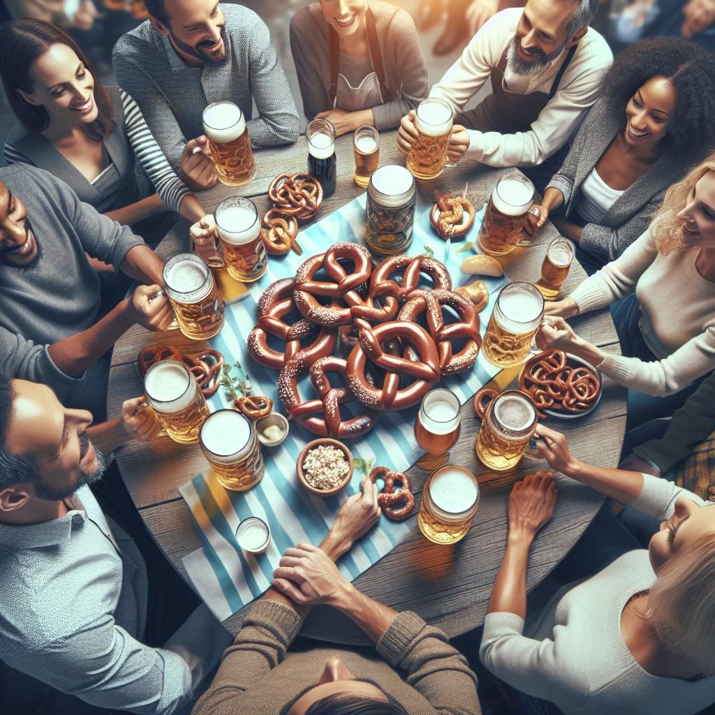 Beer mugs and pretzels