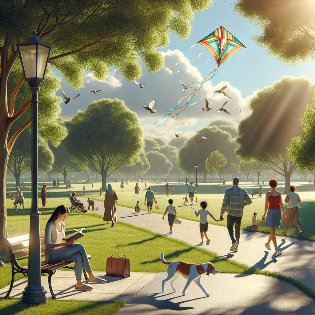 Bright sunny park scene