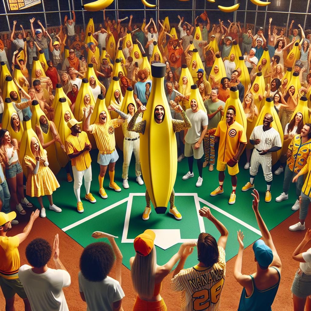 Banana-themed baseball celebration