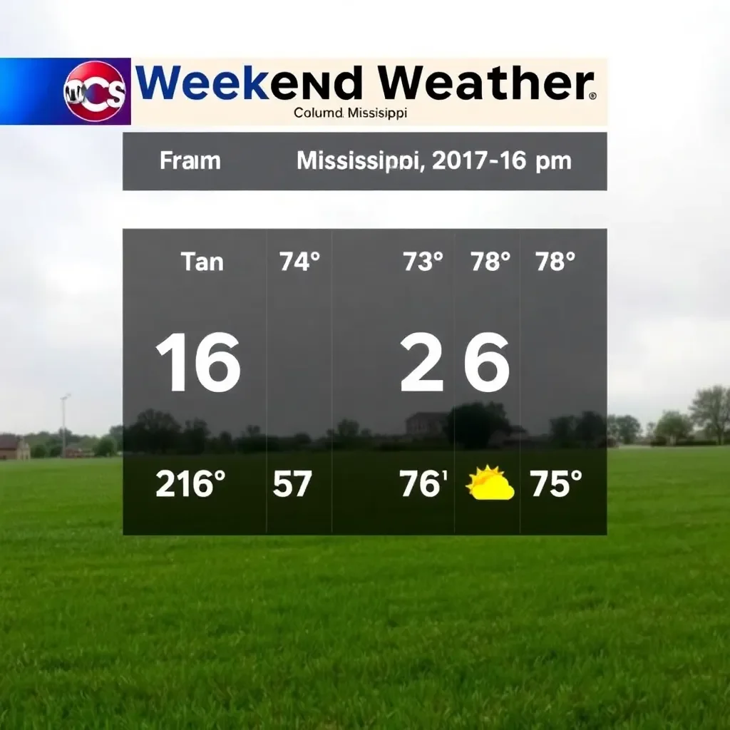 Weekend Weather Forecast: Cooler Temperatures and Rain Chances in Columbus, Mississippi