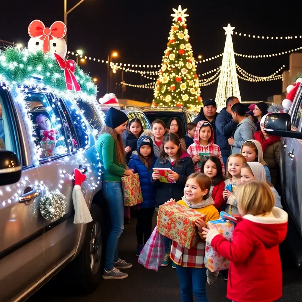 Families enjoying the Trunk of Toys event in West Point, Mississippi