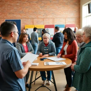 Residents of Columbus at a public meeting discussing recreation development