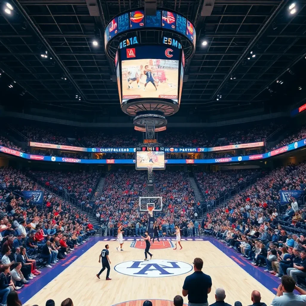 Mississippi State Bulldogs in action during a college basketball game