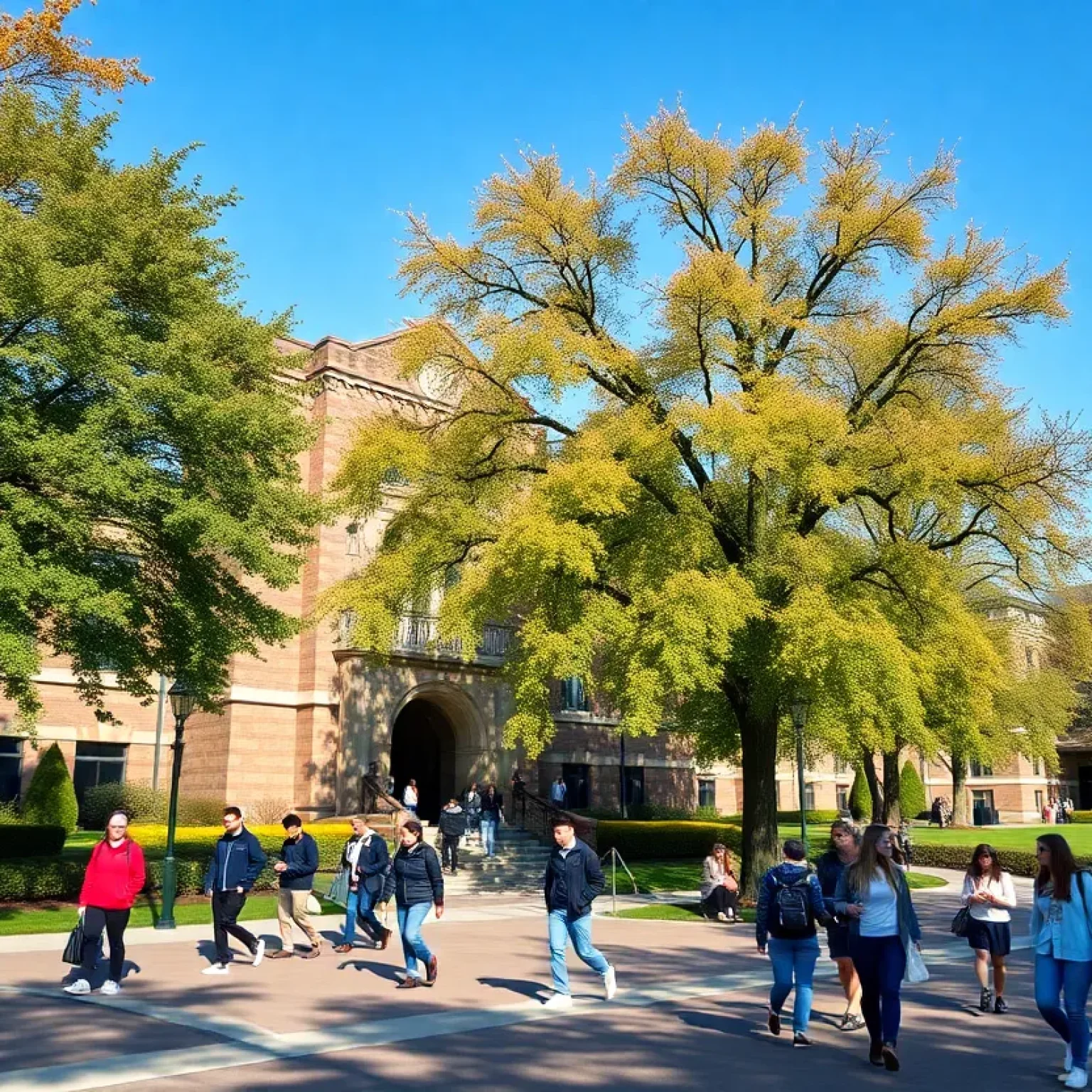 Students walking on Mississippi State University campus