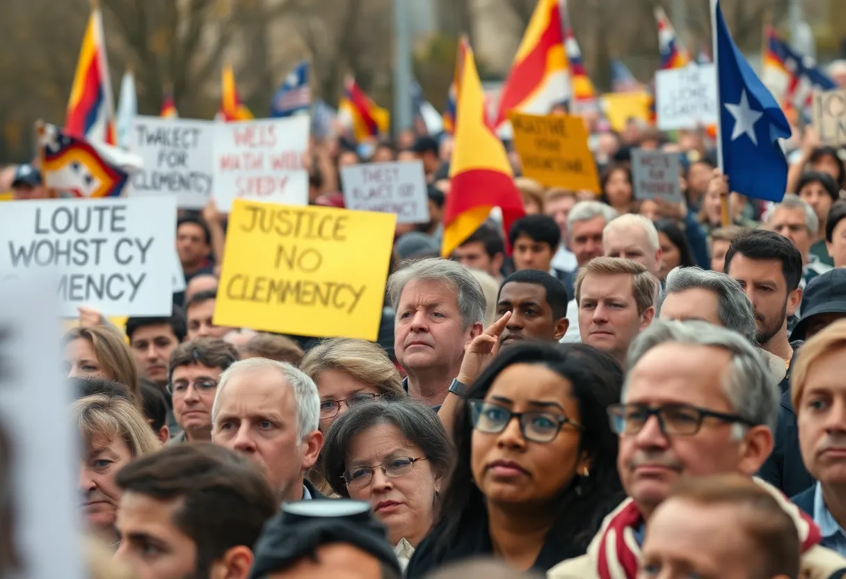 Crowd expressing mixed emotions at a political rally