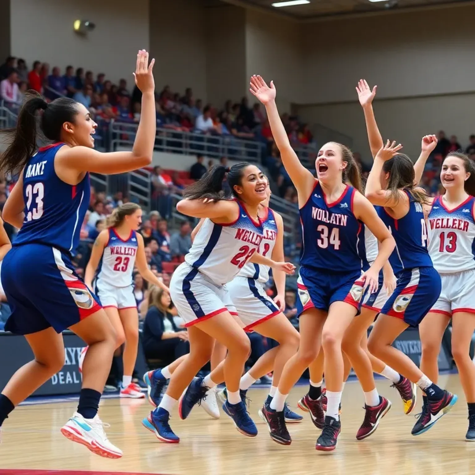 South Carolina women's basketball team celebrates a victory