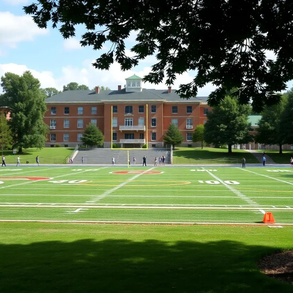 College football field reflecting student life in Starkville