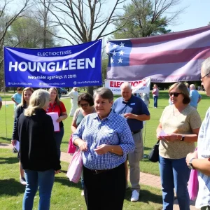 Residents of Starkville participating in community activities related to the upcoming mayoral election.