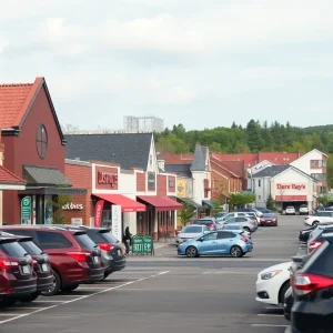 Retail shops in a small town facing development challenges