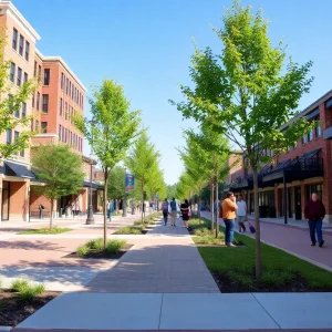 Newly planted trees along busy streets in Starkville