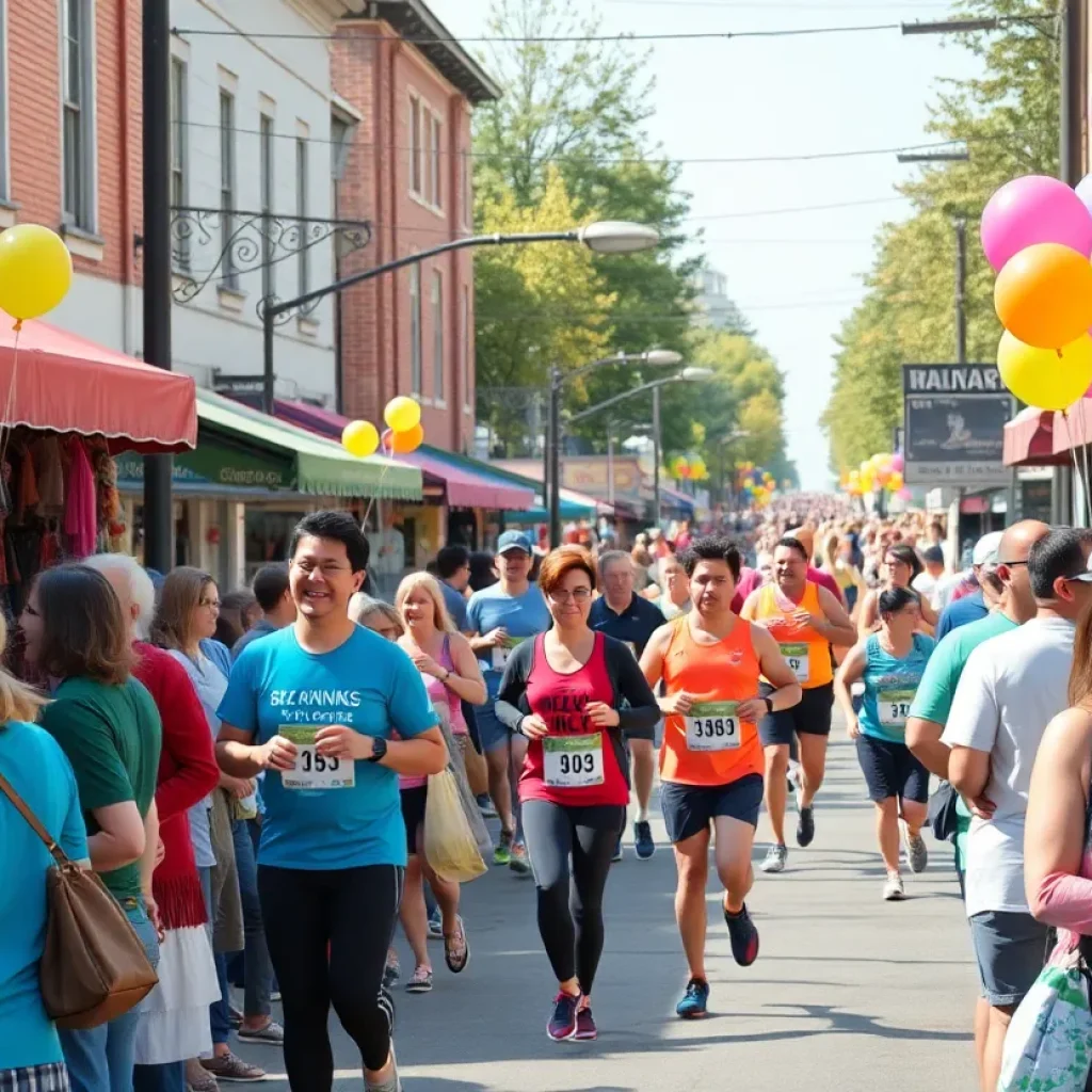 Community members shopping and participating in the Frostbite Half-Marathon in Starkville.