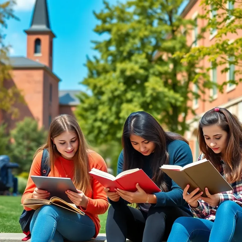 Students studying on the Mississippi State University campus.