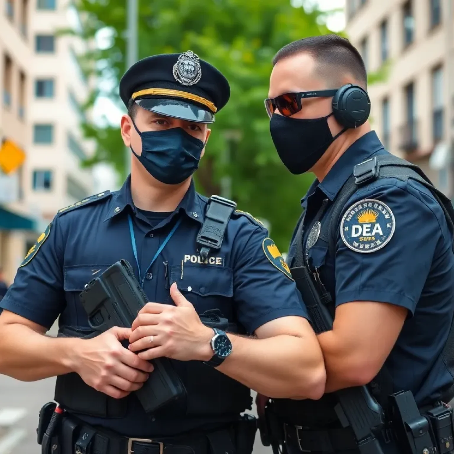 Law enforcement officers conducting a drug bust