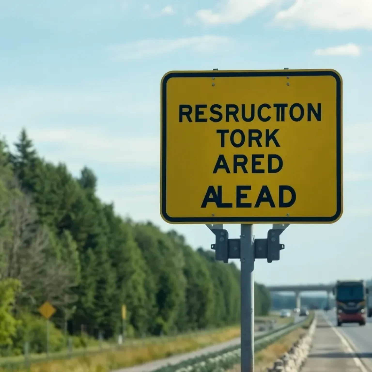 Road construction detour sign on Highway 50