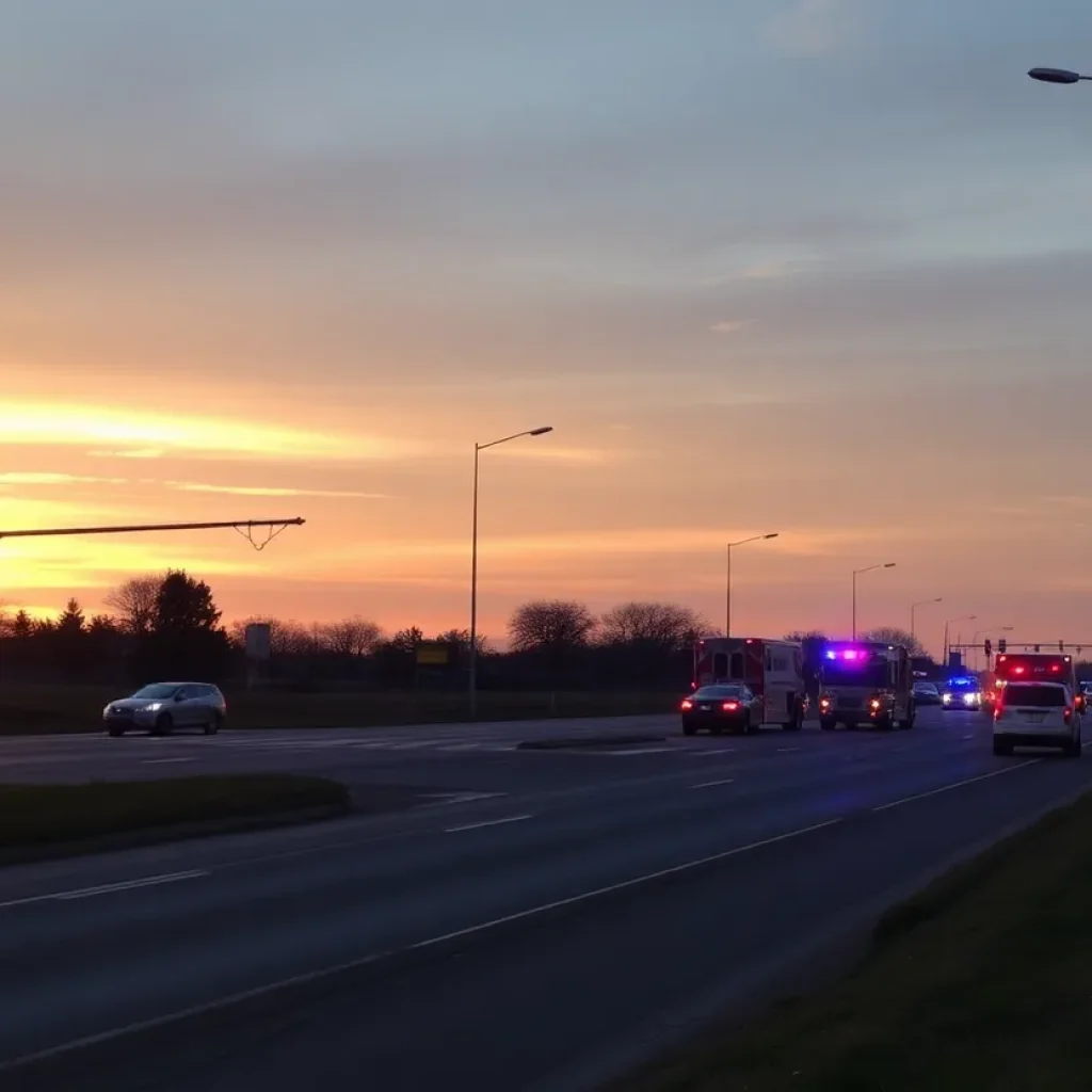 Emergency response at a two-vehicle collision scene in Lowndes County