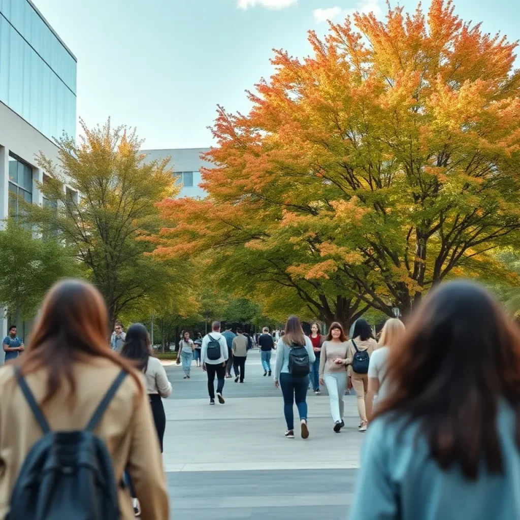 Diverse students at Mississippi State University interacting in a vibrant outdoor learning environment.