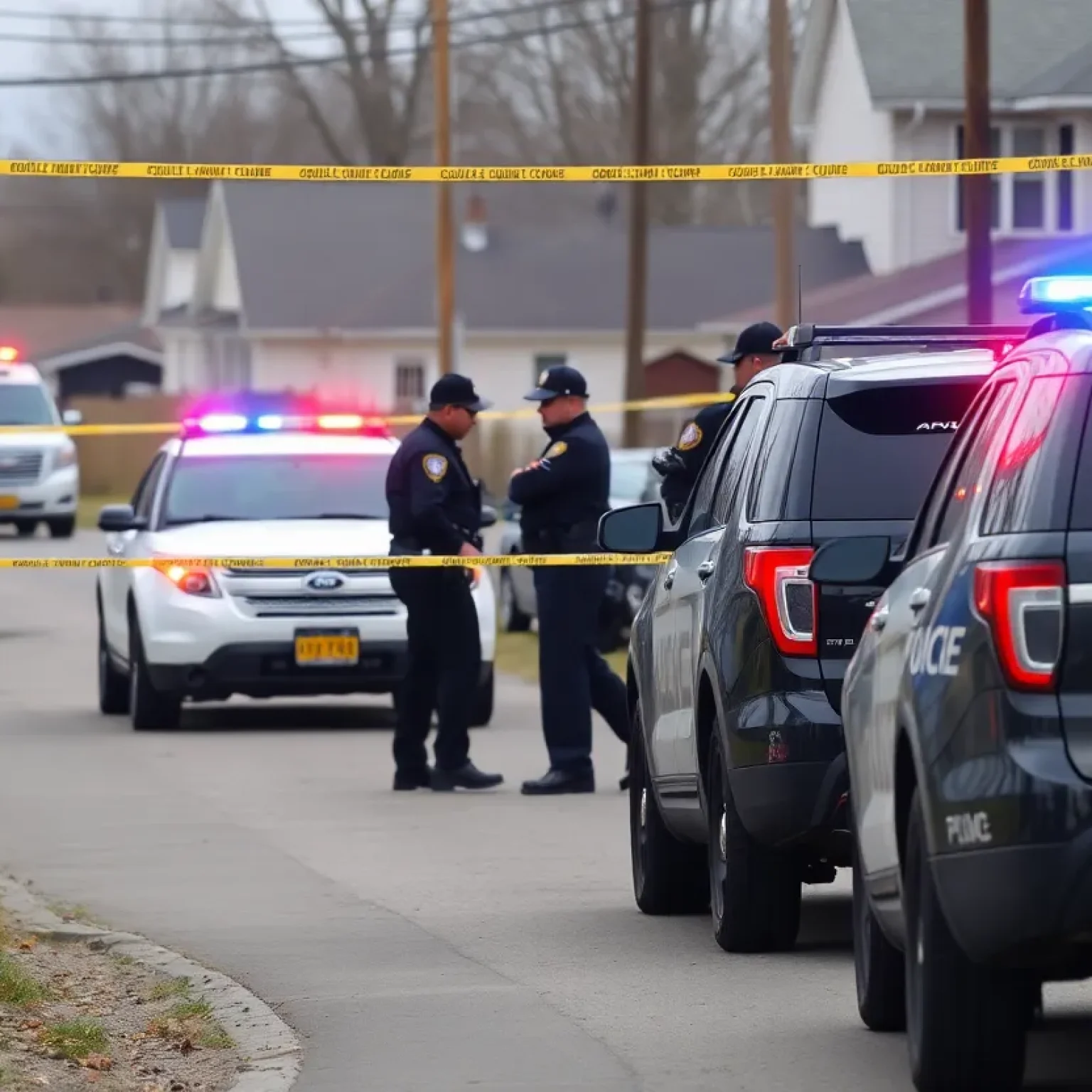 Law enforcement officers conducting a collaborative operation in a residential area.