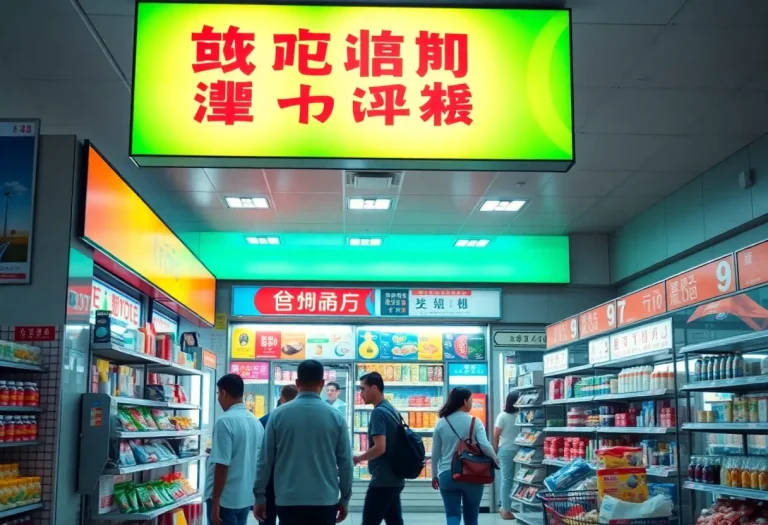 Exterior view of a lively convenience store