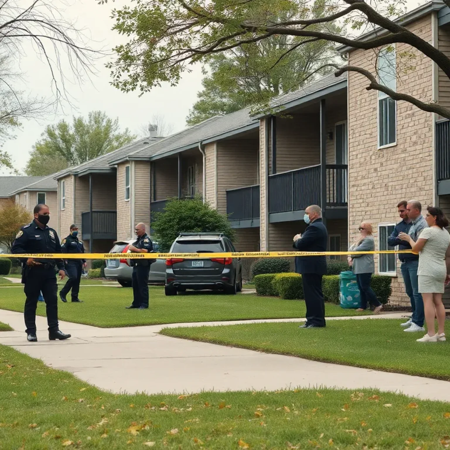 Police at the scene of a shooting incident at Chandler Park apartments in Starkville.