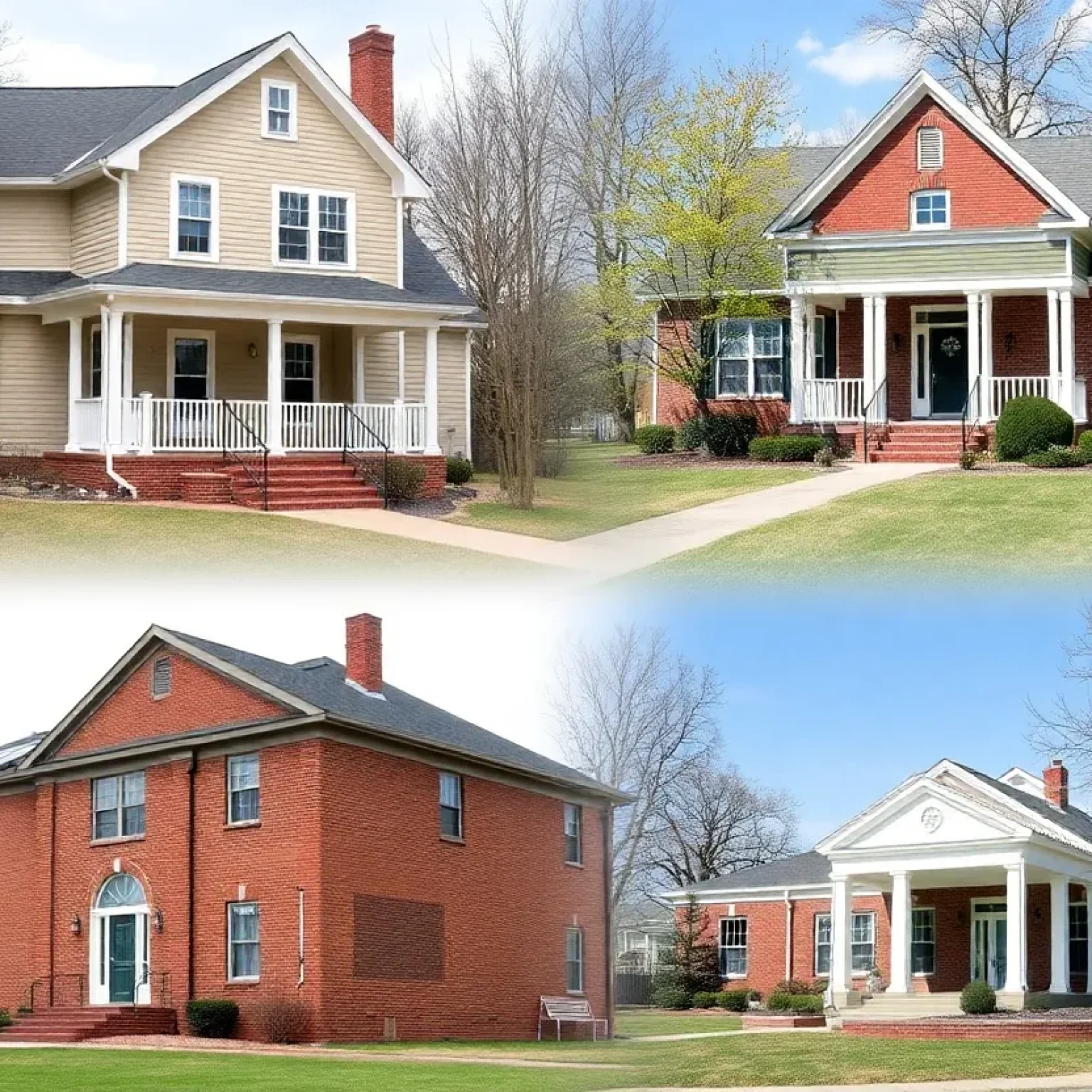 Starkville homes with a school building in the background, highlighting property tax issues.